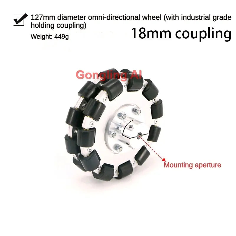 40Kg Load Omnidirectional Wheel Aluminum Alloy Fulai Tires 127 152 203mm Omni Wheel Robot Ros Platform Omnidirectional Motion