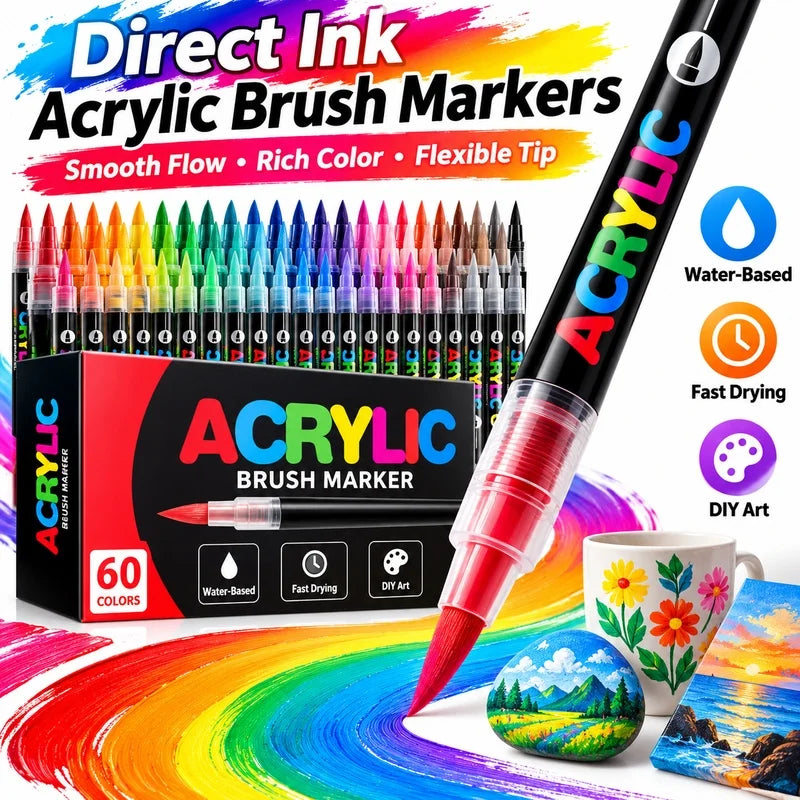 Forlasercut Acrylic Paint Pens For Fabric, Glass, Fine Tip, 100 colored paint markers