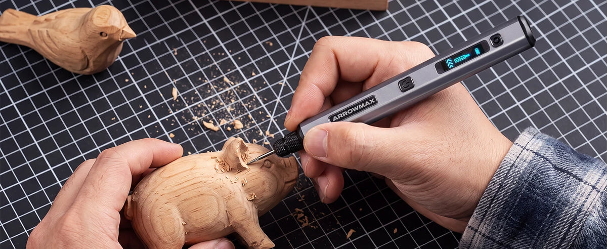 ARROWMAX Engraving Pen Mini Cordless Rotary Tool Kit 30000 RPM with 30 Bits for Metal Wood Glass Plastic Craft DIY Engraver Kit