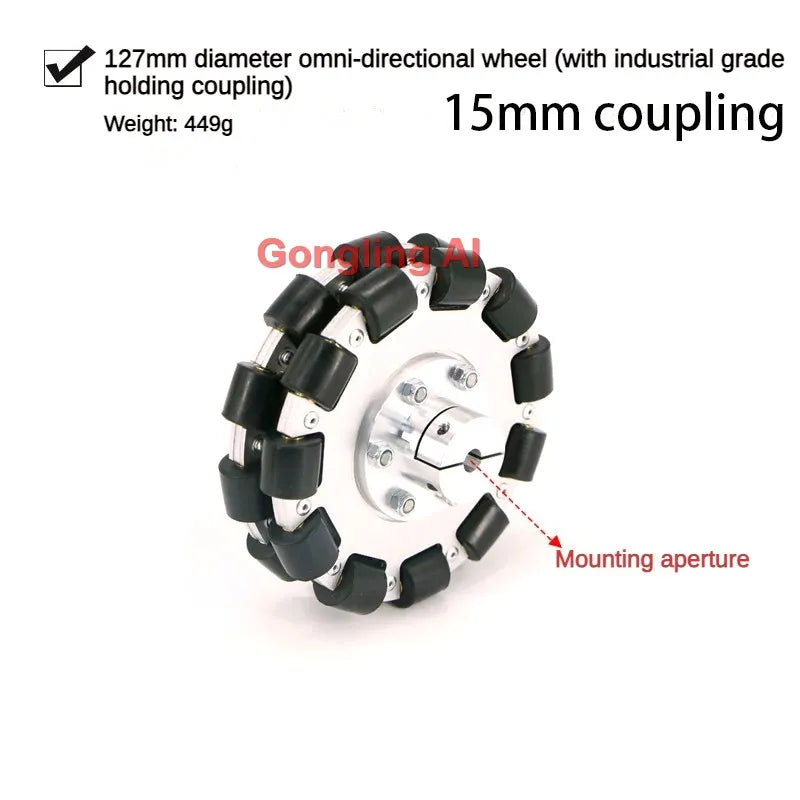40Kg Load Omnidirectional Wheel Aluminum Alloy Fulai Tires 127 152 203mm Omni Wheel Robot Ros Platform Omnidirectional Motion