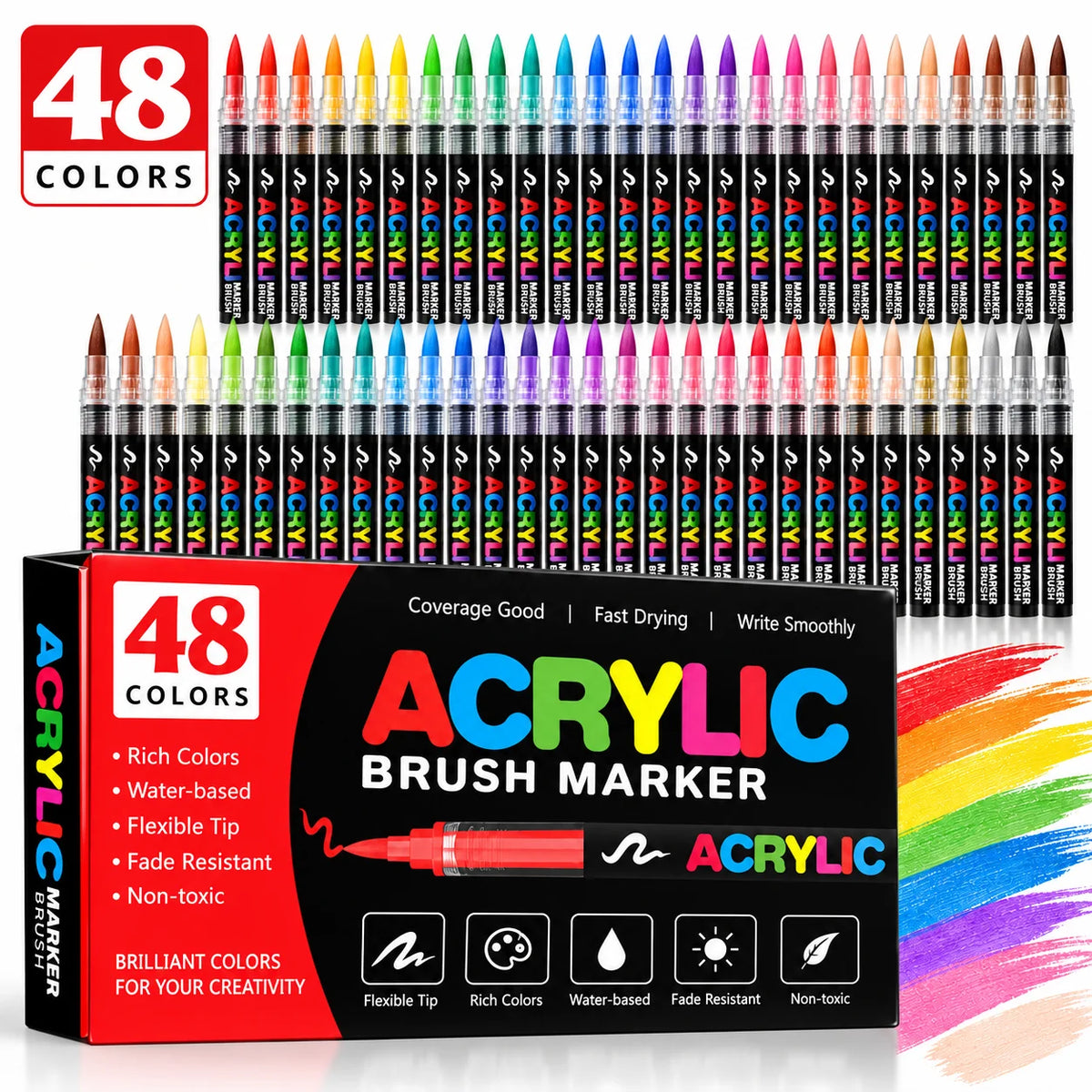 Forlasercut Acrylic Paint Pens For Fabric, Glass, Fine Tip, 100 colored paint markers
