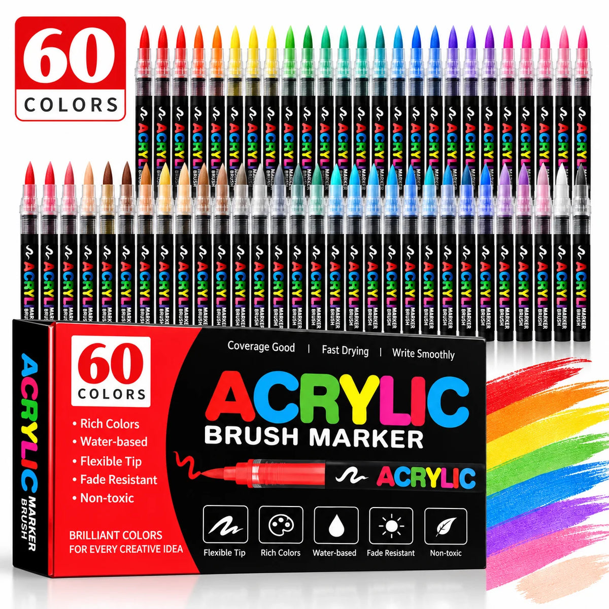 Forlasercut Acrylic Paint Pens For Fabric, Glass, Fine Tip, 100 colored paint markers