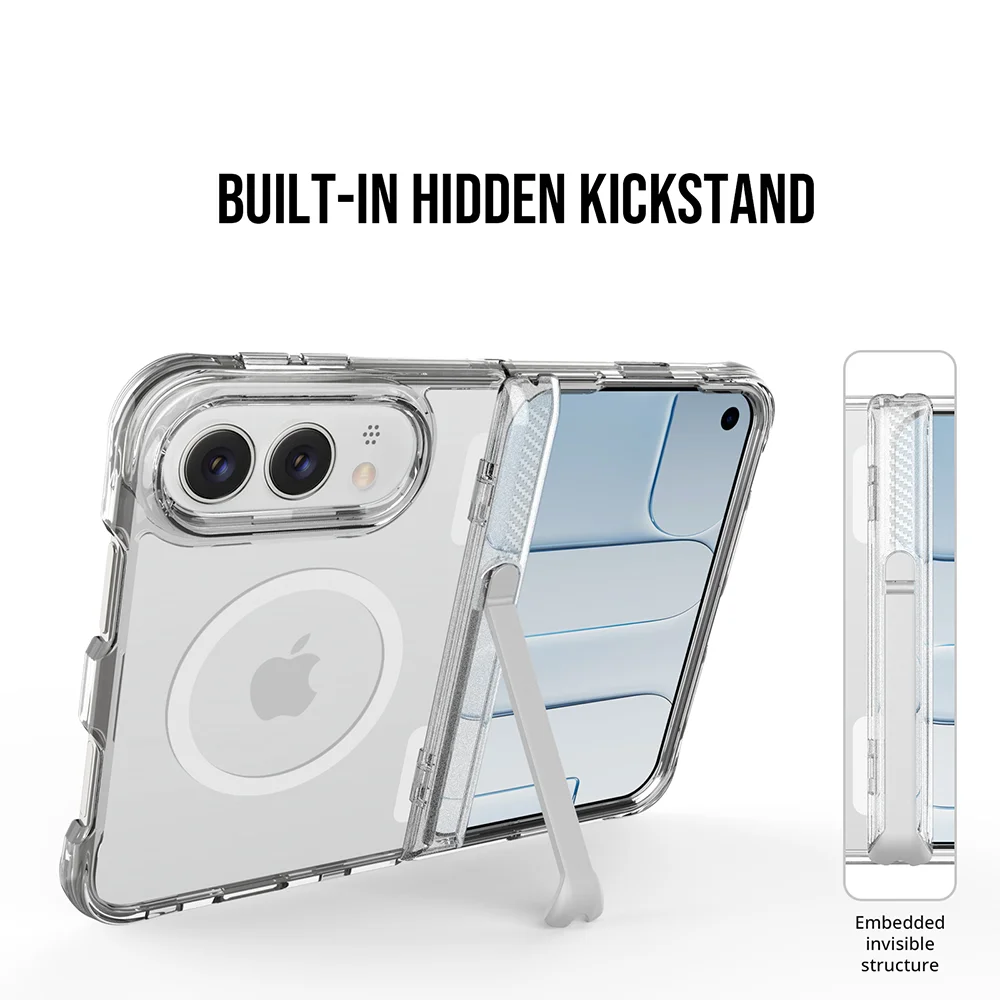iPhone Duo / Fold Ultra Clear MagSafe Case | Heavy Duty Shockproof Cover with Kickstand & Hinge Guard