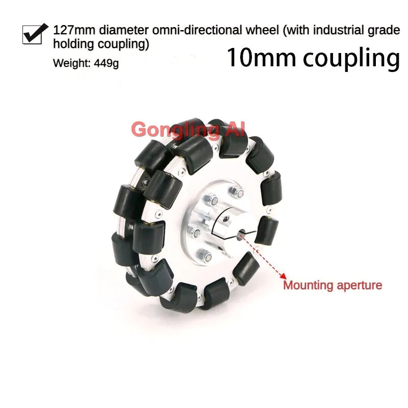 40Kg Load Omnidirectional Wheel Aluminum Alloy Fulai Tires 127 152 203mm Omni Wheel Robot Ros Platform Omnidirectional Motion