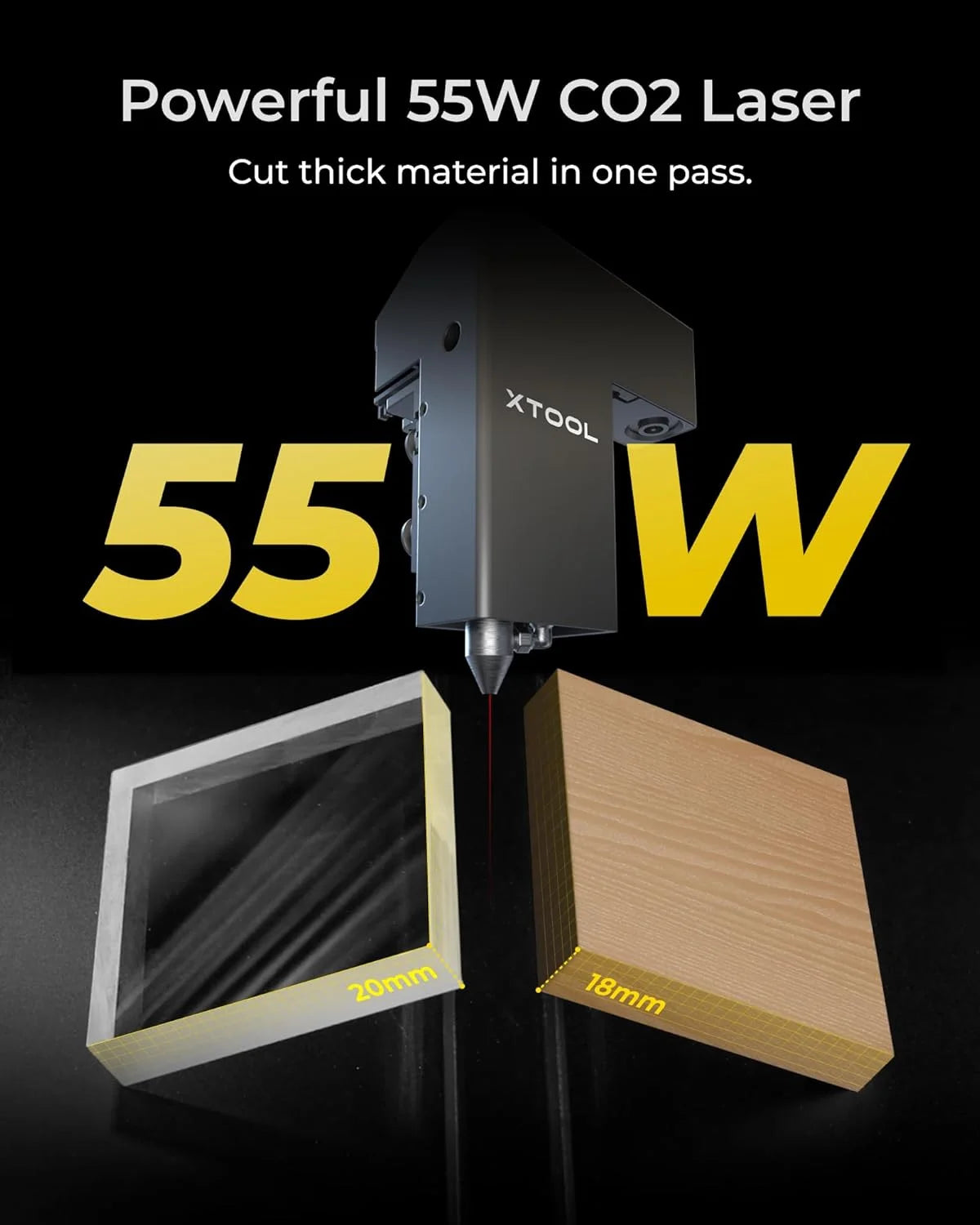 Xtool P2S 55W CO2 Laser Cutter All-In-1 Desktop Engraver Machine for Metal Leather Glass Acrylic Paper-New Condition