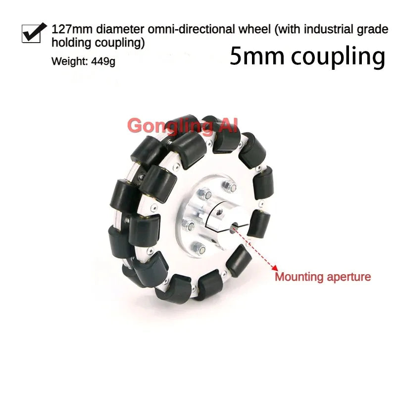 40Kg Load Omnidirectional Wheel Aluminum Alloy Fulai Tires 127 152 203mm Omni Wheel Robot Ros Platform Omnidirectional Motion