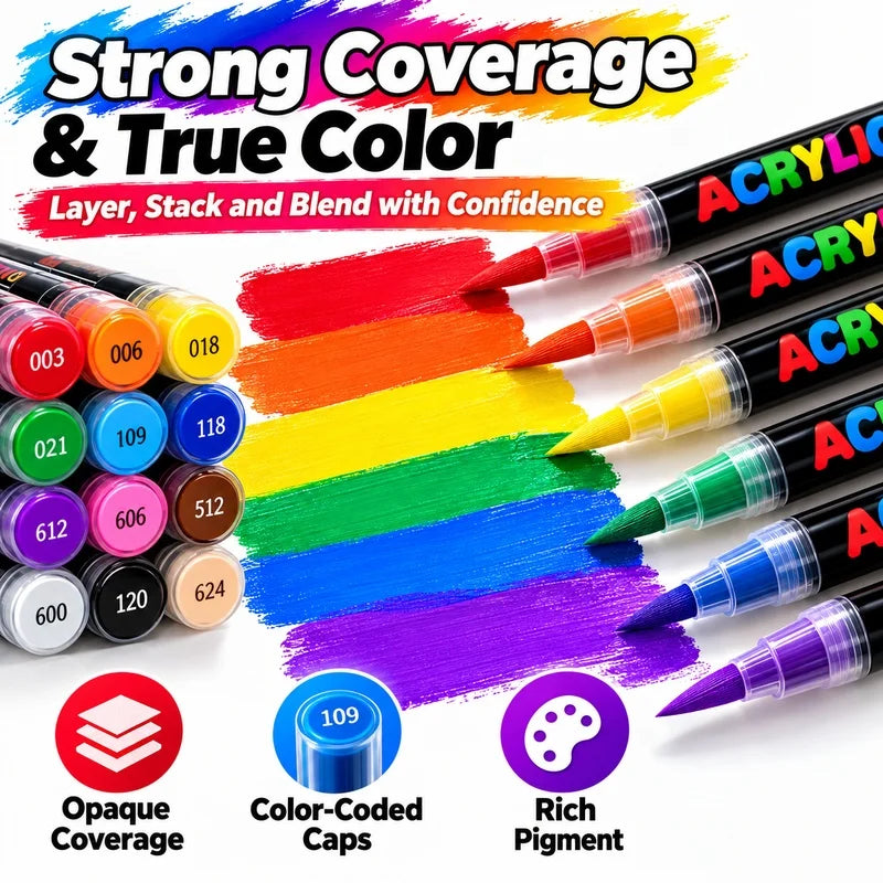 Forlasercut Acrylic Paint Pens For Fabric, Glass, Fine Tip, 100 colored paint markers
