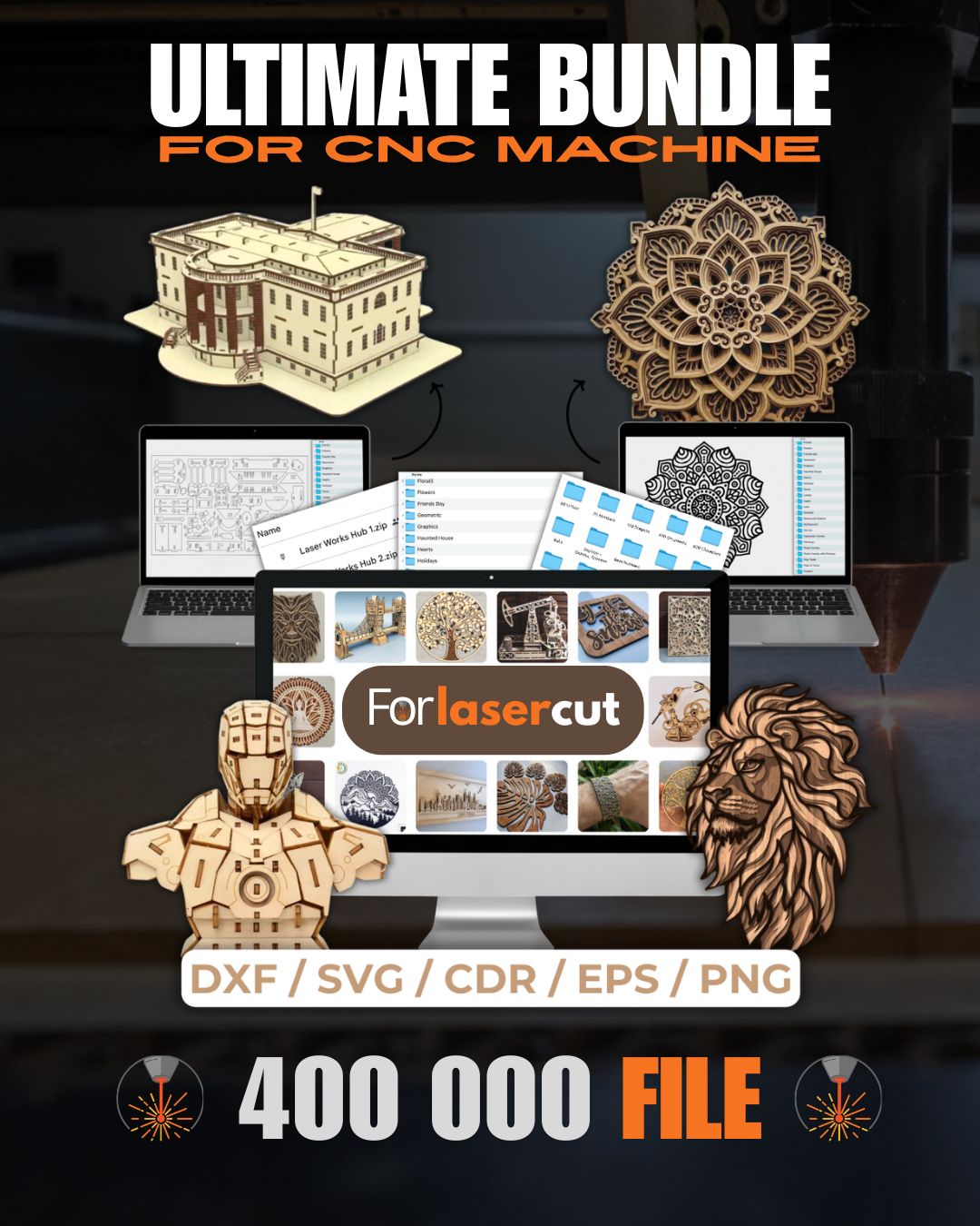 Laser cut digital files compatible with SVG DXF and laser engraving software