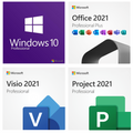 Microsoft Windows 10 Pro + Office 2021 + Visio 2021 + Project 2021 — Bundle | 1 PC | Instant Delivery